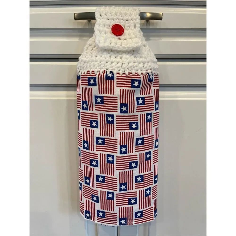 Crochet Top Kitchen Towel- American Flags